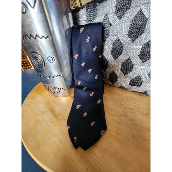 Vintage $95 Navy Polo Pony Silk Tie Equestrian Preppy Core Horse Race Executive - Picture 4 of 7